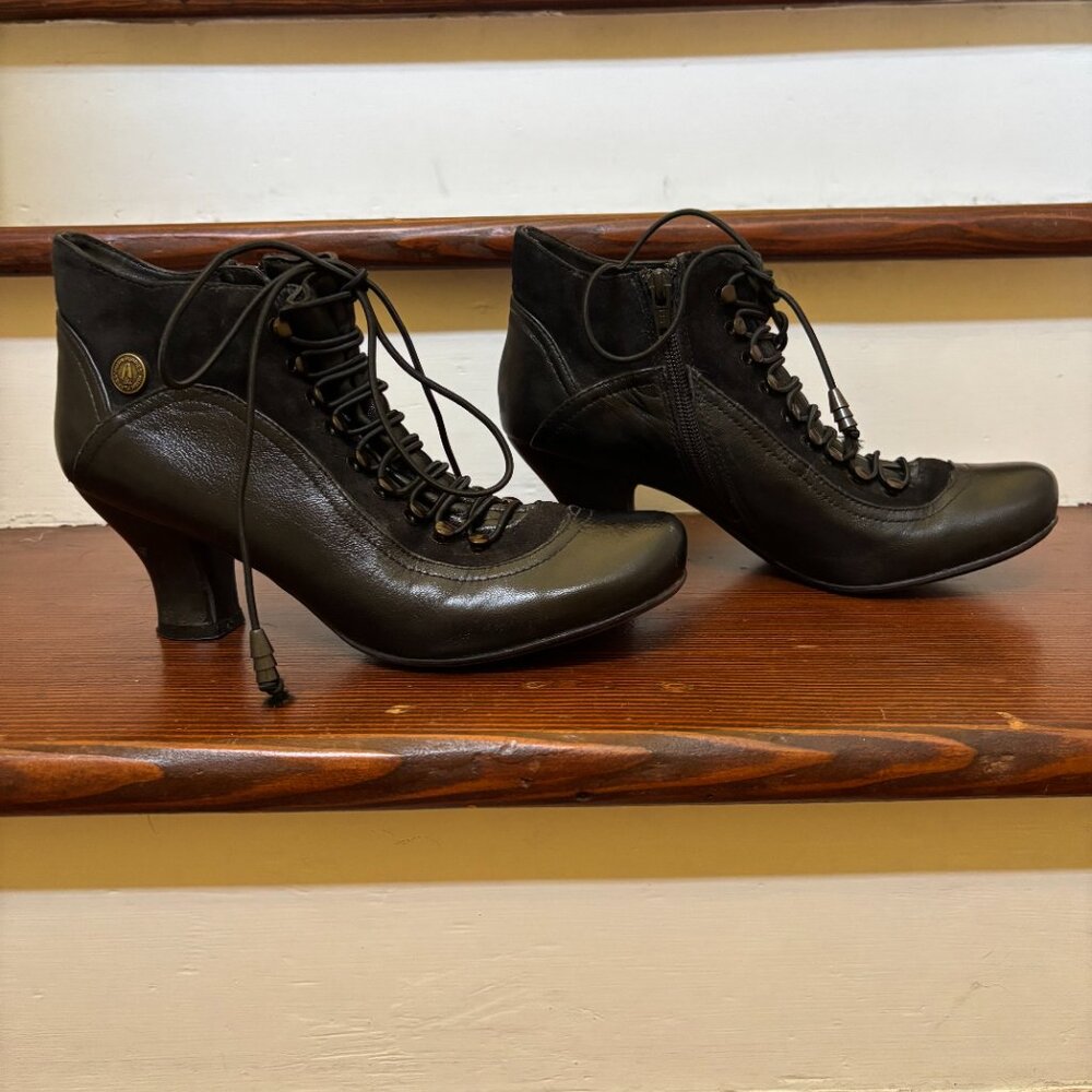 Victorian style black booties, size 8.5